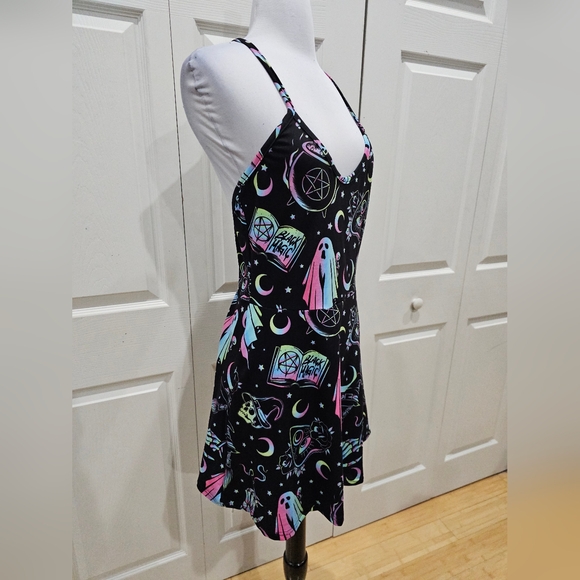 Dolls Kill Too Fast OMG! Ghosts Skater Mini Punk Goth witchy Black Magic Dress S - Picture 3 of 11